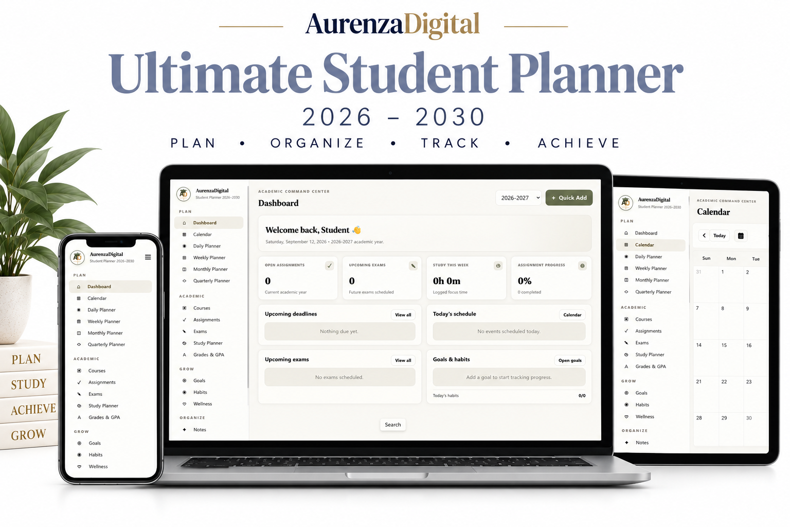 Ultimate Student Planner 2026–2030 | Digital Academic Planner, Assignment Tracker, Study Planner, Calendar & GPA Tracker preview
